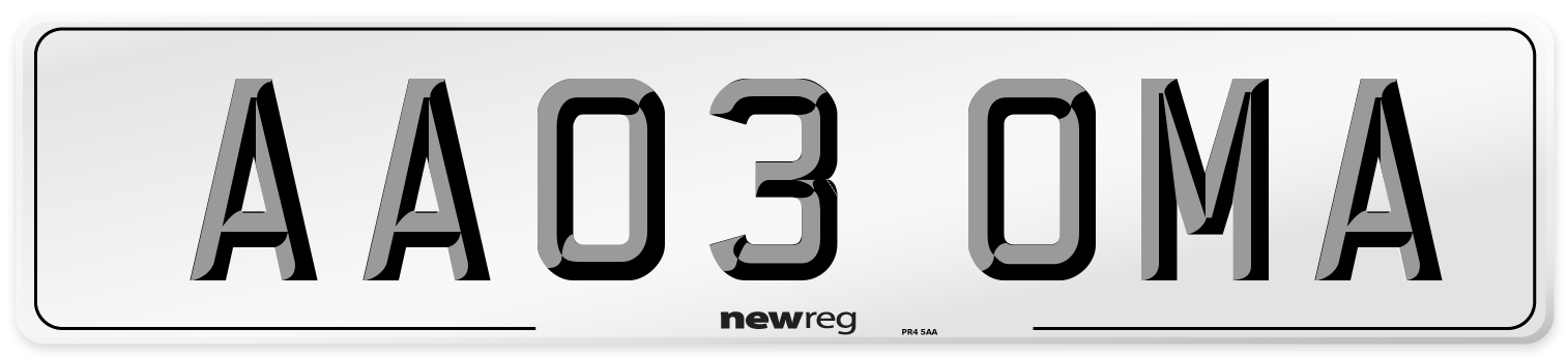 AA03 OMA Number Plate from New Reg